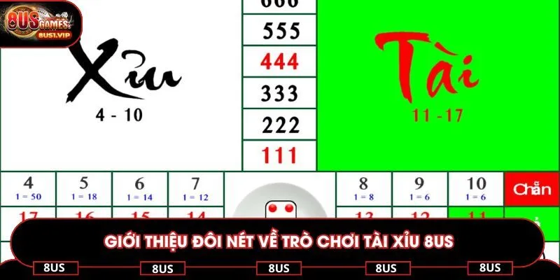 Giới thiệu đôi nét về trò chơi tài xỉu 8US